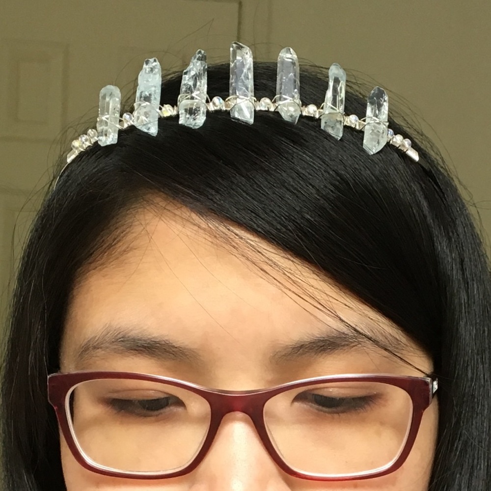 Ice Blue Crystal Quartz Crown Tiara